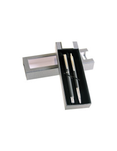 S1396,Set cadou stilou + pix Cresco Winner 880014/880020 W-02, corp metalic negru mat clips argintiu