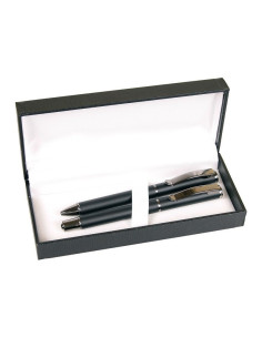 S1775,Set cadou stilou + pix Cresco Exclusive S 830146 ES-03, corp metalic negru clips argintiu
