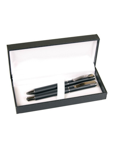 S1775,Set cadou stilou + pix Cresco Exclusive S 830146 ES-03, corp metalic negru clips argintiu