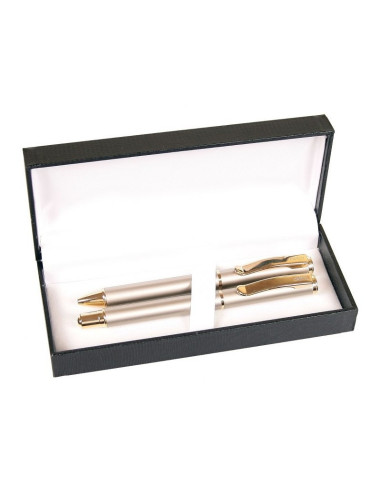 S1776,Set cadou stilou + pix Cresco Exclusive S 830146 ES-01, corp metalic argintiu clips auriu