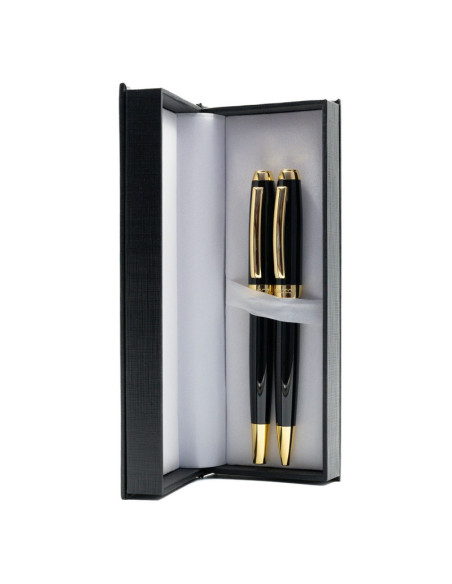 S1895,Set cadou stilou + pix Cresco Symphony 850005 SY-03, corp metalic negru clips auriu