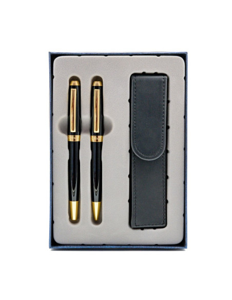 S1897,Set cadou stilou + pix + etui Cresco Symphony 850006 SY-03, corp metalic negru