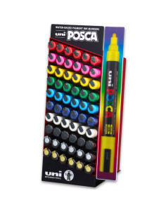 M113,Display UNI Posca PC-5M, varf rotund, 1.8-2.5mm, 60buc (6 x 10 culori)