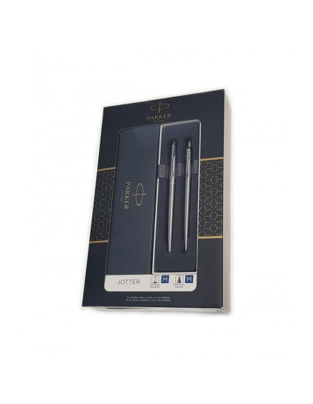 S1150,Set cadou stilou + pix Parker Jotter SS-CT 2093258, corp metalic argintiu