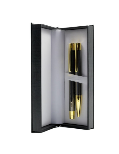S2266,Set cadou stilou + pix Cresco Elegant E850054, corp metalic grafit clips auriu