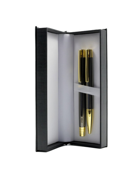 S2266,Set cadou stilou + pix Cresco Elegant E850054, corp metalic grafit clips auriu
