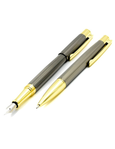 S2266,Set cadou stilou + pix Cresco Elegant E850054, corp metalic grafit clips auriu