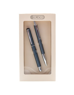 S2424,Set cadou stilou + pix Cresco Winner 880059, corp metalic gri pastel clips argintiu
