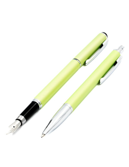 S2422,Set cadou stilou + pix Cresco Winner 880059, corp metalic verde pastel clips argintiu