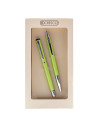 S2422,Set cadou stilou + pix Cresco Winner 880059, corp metalic verde pastel clips argintiu