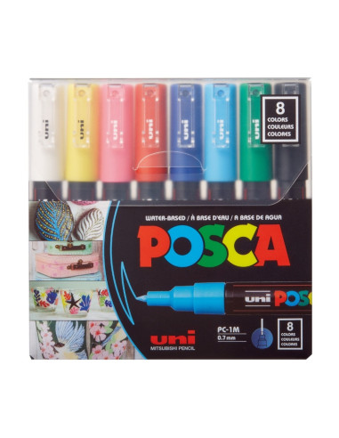 M1478,Marker UNI Posca PC-1M, varf rotund, 0.7mm, set 8 culori