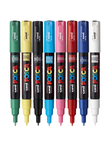 M1478,Marker UNI Posca PC-1M, varf rotund, 0.7mm, set 8 culori