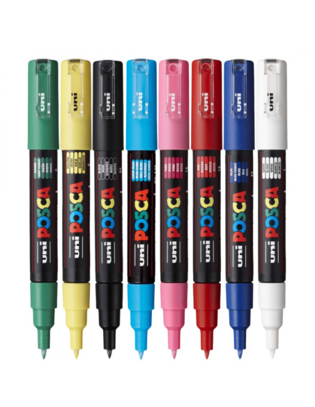 M1478,Marker UNI Posca PC-1M, varf rotund, 0.7mm, set 8 culori