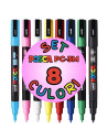 M1483,Marker UNI Posca PC-3M, varf rotund, 0.9-1.3mm, set 8 culori