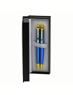 S2516,Set cadou stilou + pix CNX 8017 290035, corp metalic albastru clips auriu