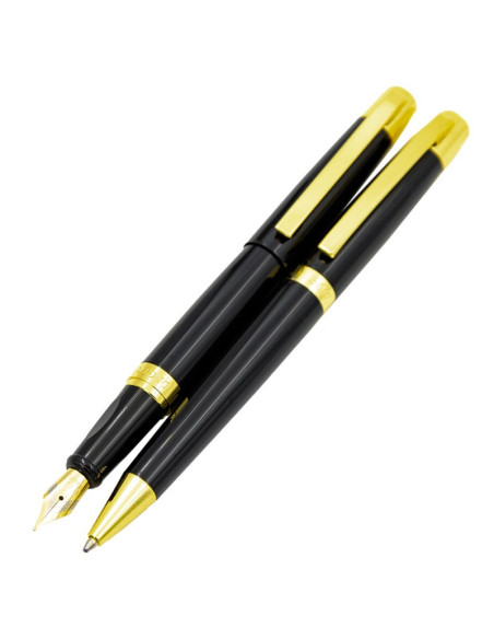 S2518,Set cadou stilou + pix CNX 8017 290035, corp metalic negru clips auriu