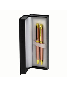 S2519,Set cadou stilou + pix CNX 8017 290035, corp metalic roz corai clips auriu