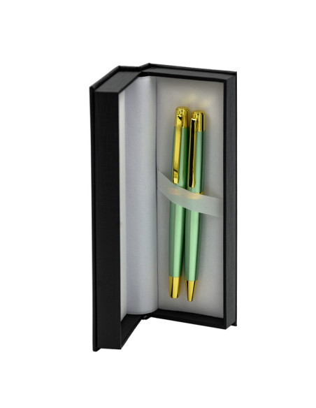 S2517,Set cadou stilou + pix CNX 8017 290035, corp metalic verde deschis clips auriu