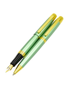 S2517,Set cadou stilou + pix CNX 8017 290035, corp metalic verde deschis clips auriu 2