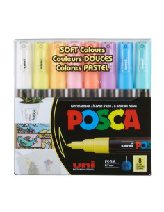 M1479,Marker UNI Posca PC-1M, varf rotund, 0.7mm, set 8 culori pastel