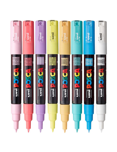 M1479,Marker UNI Posca PC-1M, varf rotund, 0.7mm, set 8 culori pastel