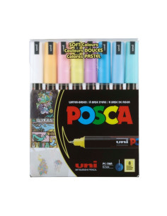 M1481,Marker UNI Posca PC-1MR, varf fin metalic, 0.7mm, set 8 culori pastel