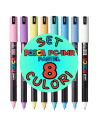 M1481,Marker UNI Posca PC-1MR, varf fin metalic, 0.7mm, set 8 culori pastel
