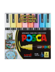 M1487,Marker UNI Posca PC-5M, varf rotund, 1.8-2.5mm, set 8 culori pastel
