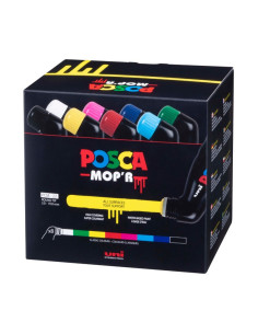 M1545,Marker UNI Posca Mop'r PCM22, varf rotund buretat, 3.0-19.0mm, set 8 culori