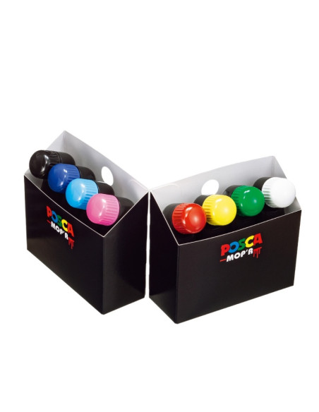 M1545,Marker UNI Posca Mop'r PCM22, varf rotund buretat, 3.0-19.0mm, set 8 culori