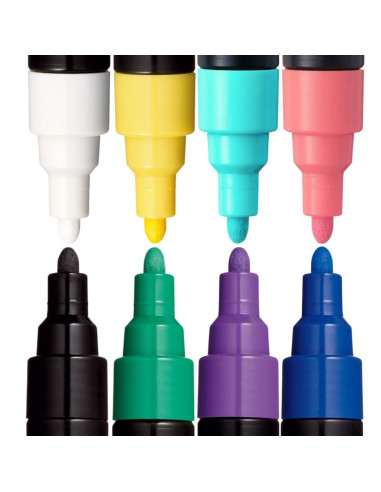 M1558,Set 8x Marker UNI Posca PC-5M, varf rotund, 1.8-2.5mm, cutie carton + saculet textil