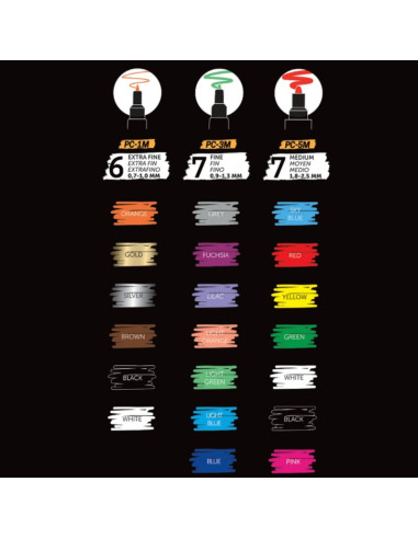 C4306,Set 20x Marker UNI Posca POP Colours, cutie metalica (6x PC-1M, 7x PC-3M, 7x PC-5M)