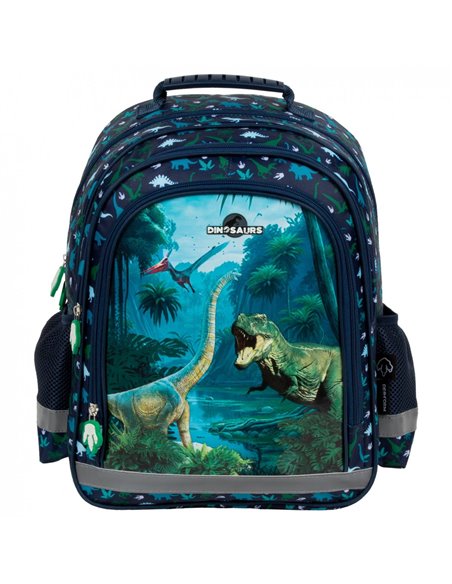 Set scoala DINOZAUR - Ghiozdan ergonomic + Penar etui + Sac incaltaminte, Derform
