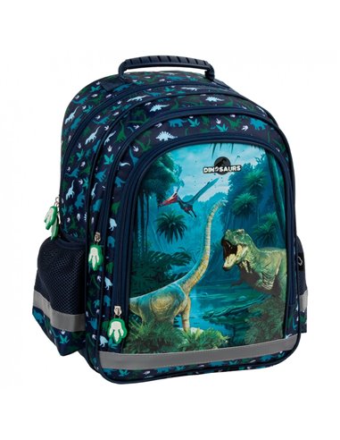 Set scoala DINOZAUR - Ghiozdan ergonomic + Penar etui + Sac incaltaminte, Derform