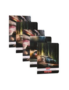 Set 5 x Caiet matematica Herlitz A4, 60 file, 70g/mp, colturi rotunjite, Motiv Race Cars