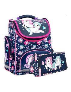 Set scoala UNICORN - Ghiozdan ergonomic + Penar etui, Derform
