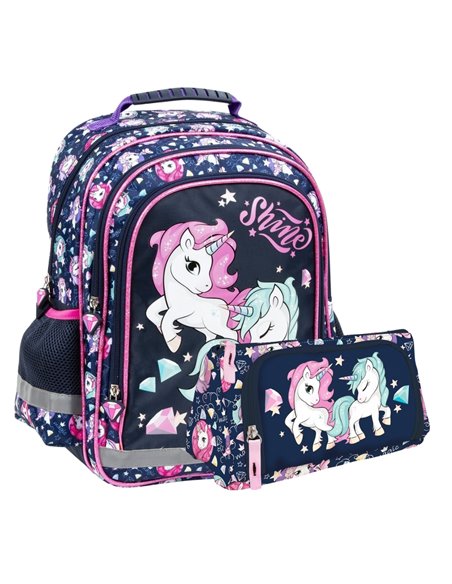 Set scoala UNICORN - Ghiozdan + Penar etui, Derform