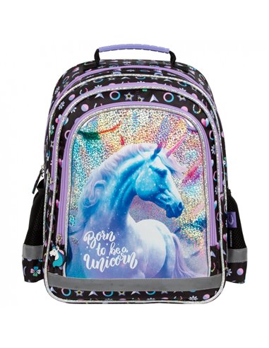 Set scoala UNICORN sclipici - Ghiozdan + Penar etui, Derform