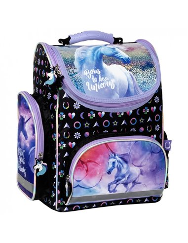 Set scoala UNICORN sclipici - Ghiozdan ergonomic + Penar etui, Derform