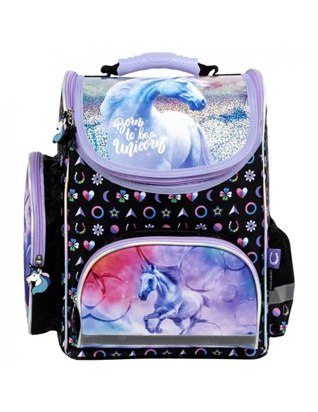 Set scoala UNICORN sclipici - Ghiozdan ergonomic + Penar etui, Derform