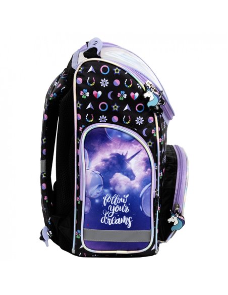 Set scoala UNICORN sclipici - Ghiozdan ergonomic + Penar etui, Derform