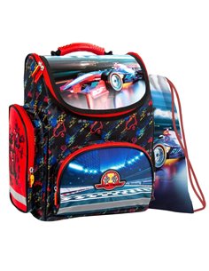 Set scoala CARS - Ghiozdan ergonomic + Sac incaltaminte, Derform
