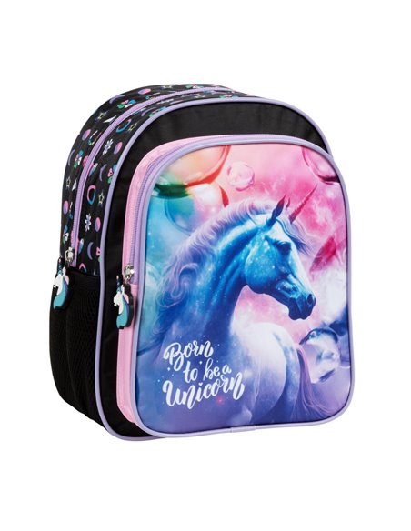 Ghiozdan gradinita cu sclipici Derform PL11JR15, Motiv Unicorn