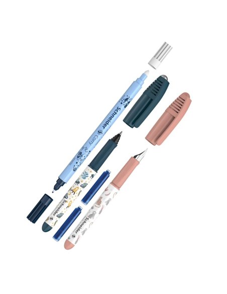 Set stilou si roller Schneider Zippi + pic Corry + 2 rezerve, Roz jungle