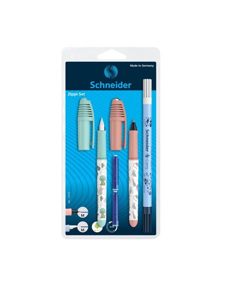 Set stilou si roller Schneider Zippi + pic Corry + 2 rezerve, Verde dragons
