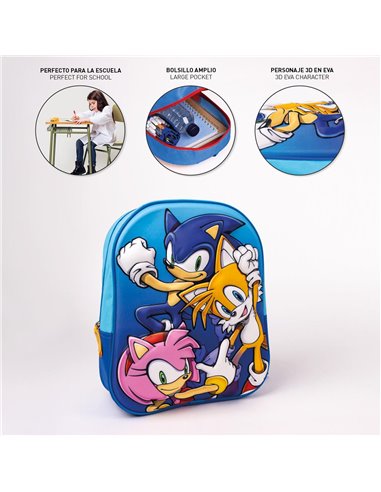 Ghiozdan gradinita design 3D Cerda G744, Motiv Sonic