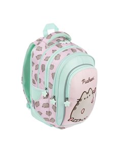 Ghiozdan scoala St.Majewski, 40X28X18 cm, Motiv Pusheen, Verde pastel