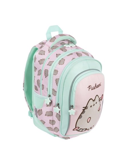 Ghiozdan scoala St.Majewski, 40X28X18 cm, Motiv Pusheen, Verde pastel