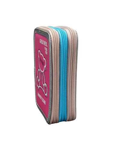 Penar neechipat cu 3 fermoare S-COOL SC3176, Motiv ursulet roz