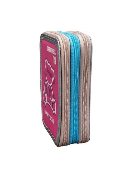 Penar neechipat cu 3 fermoare S-COOL SC3176, Motiv ursulet roz